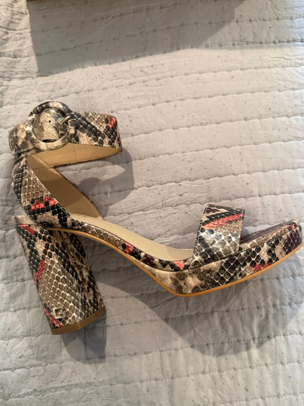 Guess Platform Heel Sandals with Gold Eyelet Detail